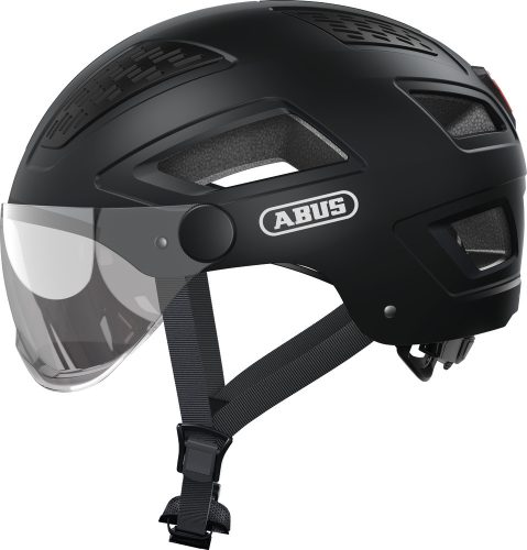 ABUS kerékpáros városi sisak Hyban 2.0 ACE, ABS, beépített átlátszó szemüveggel, velvet black, L (56-61 cm)