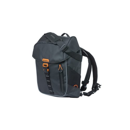 Basil egyoldalas táska és hátizsák Miles Tarpaulin bicycle daypack, Hook ON, fekete narancs