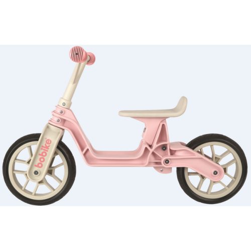 Bobike futókerékpár, összehajtható, könnyû mûanyag, teli kerekes, 3 magasságban állítható (32-35 cm), pink/krém