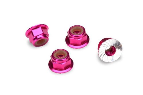 M4 Muttern 4mm Alu mit gezahnten Flansch pink (4)