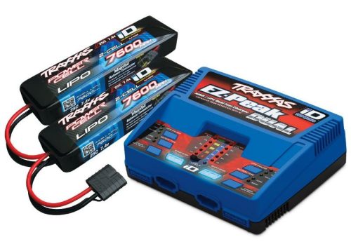 EZ-Peak kettős gyorstöltő 2x4A és 2x LiPo 7600mAh 2s 25C szet TRAXXAS iD-vel, TRX2972GX és 2x TRX2869X (EU verzió)