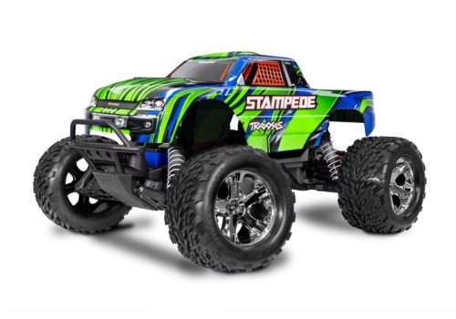 TRAXXAS Stampede zöld 1/10 2WD Monster Truck RTR, HD, akkumulátorral és 4 Amperes USB-C töltővel