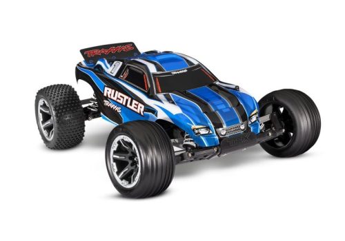 TRAXXAS Rustler kék 1/10 2WD Stadium-Truck RTR, akkumulátorral és USB C töltővel