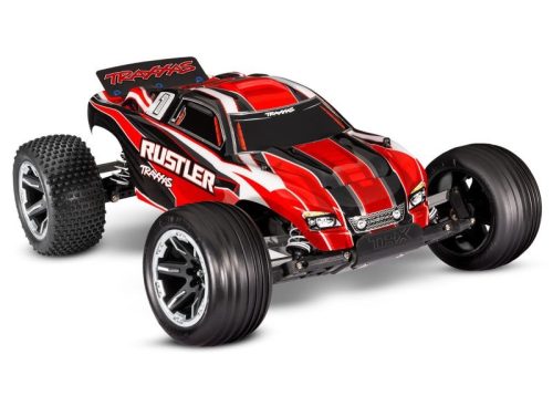 TRAXXAS Rustler piros 1/10 2WD Stadium-Truck RTR, akkumulátorral és USB C töltővel