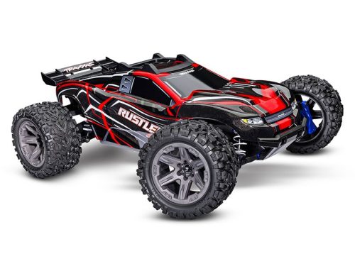 TRAXXAS RUSTLER 4X4 BL-2S RED 1/10 STADIUM TRUCK RTR BL-2S KEFEMENTES, HD ALKATRÉSZEK, AKKUMULÁTOR/TÖLTŐ NÉLKÜL