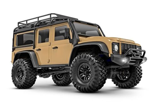 TRAXXAS TRX-4M LR Defender 4x4 világosbarna 1/18 Crawler RTR, kefés motorral, akkumulátorral és USB töltővel